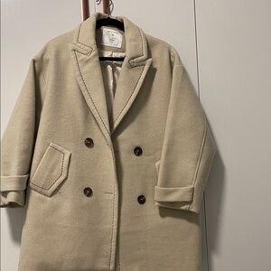 Women's Beige Double-Breasted Coat